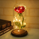 LED flashing luminous artificial fresh roses romantic decorative flower wedding Valentine's Day gift to send lovers birthday Brown Wooden Base 0-5W