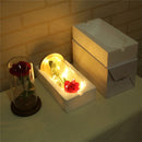 LED flashing luminous artificial fresh roses romantic decorative flower wedding Valentine's Day gift to send lovers birthday Brown Wooden Base 0-5W
