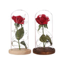 LED flashing luminous artificial fresh roses romantic decorative flower wedding Valentine's Day gift to send lovers birthday Brown Wooden Base 0-5W