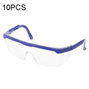 10 PCS Outdoor Safety Glasses Spectacles Eye Protection Goggles Dental Work Eyewear(Blue Frame White Lens)