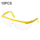 10 PCS Outdoor Safety Glasses Spectacles Eye Protection Goggles Dental Work Eyewear(Yellow Frame White Lens)