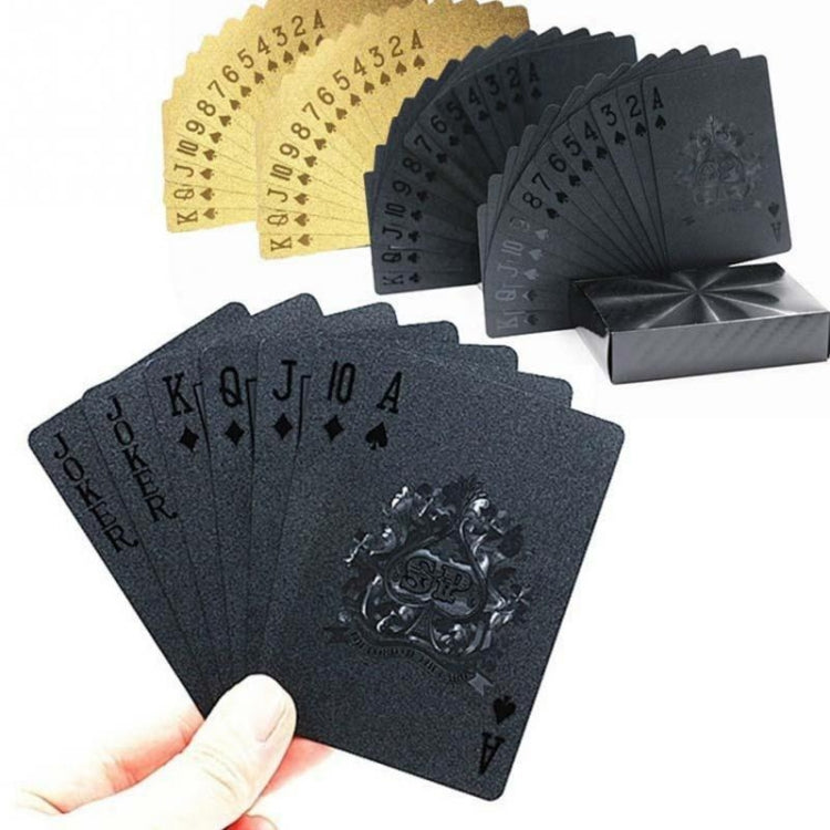 2 PCS Creative Gold Foil Poker Plastic Waterproof Playing Cards(Black)