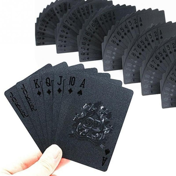 2 PCS Creative Gold Foil Poker Plastic Waterproof Playing Cards(Black)