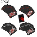 2 PCS Plastic PVC Poker Cards Waterproof Black Playing Cards Creative Gift Durable Poker(Red+Silver)