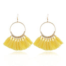 Tassel Earrings for Women Ethnic Big Drop Earrings Bohemia Fashion Jewelry Trendy Cotton Rope Fringe Long Dangle Earrings(Yellow)