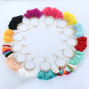Tassel Earrings for Women Ethnic Big Drop Earrings Bohemia Fashion Jewelry Trendy Cotton Rope Fringe Long Dangle Earrings(Beige)