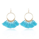 Tassel Earrings for Women Ethnic Big Drop Earrings Bohemia Fashion Jewelry Trendy Cotton Rope Fringe Long Dangle Earrings(Sky blue)