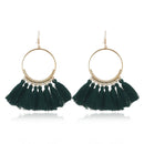 Tassel Earrings for Women Ethnic Big Drop Earrings Bohemia Fashion Jewelry Trendy Cotton Rope Fringe Long Dangle Earrings(Green)