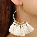 Tassel Earrings for Women Ethnic Big Drop Earrings Bohemia Fashion Jewelry Trendy Cotton Rope Fringe Long Dangle Earrings(Royal blue)