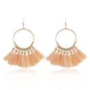 Tassel Earrings for Women Ethnic Big Drop Earrings Bohemia Fashion Jewelry Trendy Cotton Rope Fringe Long Dangle Earrings(Light Pink)