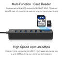Multi USB 2.0 Hub USB Splitter High Speed 6 Ports with TF SD Card Reader(White)