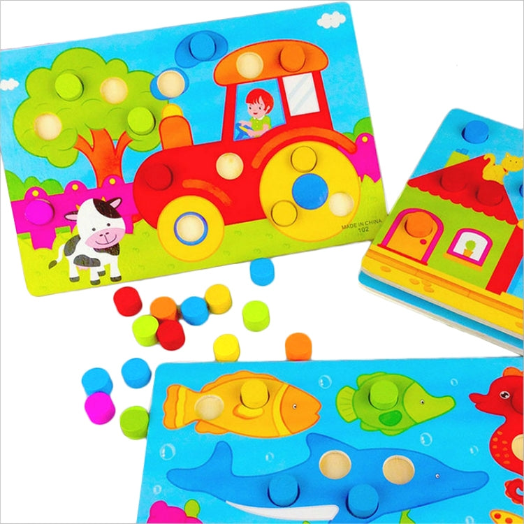 Color Cognition Board Educational Toys Children Wooden Toy Jigsaw Early Learning Color Match Game(A)