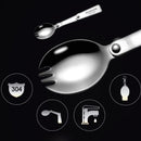 2PCS Stainless Steel Folding Fork Spoon Integrated Dual-use Picnic Portable Tableware, Random Color Delivery(Fork)