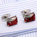 VAGULA 1 Pair Silver Plating Red Zircon Men Shirt cufflinks(Silver)
