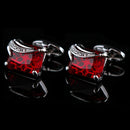 VAGULA 1 Pair Silver Plating Red Zircon Men Shirt cufflinks(Silver)