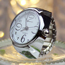 2PCS L04 Dial Quartz Analog Watch Creative Steel Cool Elastic Quartz Finger Ring Watch for Men / Women(White)