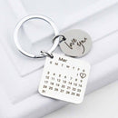 Personalized Calendar Keychain Hand Carved Calendar Keyring Stainless Steel Brelok(Silver)