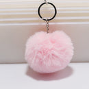 Simple Key Chain Fur Ball Pompon Keychain Pompom Artificial Rabbit Fur Animal Keychains for Woman Car Bag Key Rings(pink)