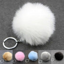 Simple Key Chain Fur Ball Pompon Keychain Pompom Artificial Rabbit Fur Animal Keychains for Woman Car Bag Key Rings(blue)