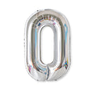 2 PCS 40 Inch Aluminium Foil Number Balloons Birthday Wedding Engagement Party Decor Kids Ball Supplies(0-Silver)