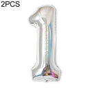 2 PCS 40 Inch Aluminium Foil Number Balloons Birthday Wedding Engagement Party Decor Kids Ball Supplies(1-Silver)