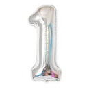 2 PCS 40 Inch Aluminium Foil Number Balloons Birthday Wedding Engagement Party Decor Kids Ball Supplies(1-Silver)