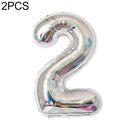 2 PCS 40 Inch Aluminium Foil Number Balloons Birthday Wedding Engagement Party Decor Kids Ball Supplies(2-Silver)