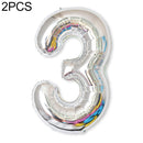 2 PCS 40 Inch Aluminium Foil Number Balloons Birthday Wedding Engagement Party Decor Kids Ball Supplies(3-Silver)