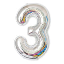 2 PCS 40 Inch Aluminium Foil Number Balloons Birthday Wedding Engagement Party Decor Kids Ball Supplies(3-Silver)