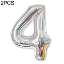 2 PCS 40 Inch Aluminium Foil Number Balloons Birthday Wedding Engagement Party Decor Kids Ball Supplies(4-Silver)