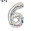 2 PCS 40 Inch Aluminium Foil Number Balloons Birthday Wedding Engagement Party Decor Kids Ball Supplies(6-Silver)