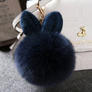 Fur Pom Keychains Fake Rabbit Fur Ball Keychain(dark blue)