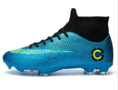 Outdoor High-top Non-slip Soccer Cleats Training Sneakers for Men, Size:42(2039 Blue Long Nail)