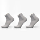 3 Pairs of Bamboo Fiber Men Double Needle Dark Flower Small Square Section Business Tube Socks(Light Grey)