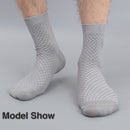 3 Pairs of Bamboo Fiber Men Double Needle Dark Flower Small Square Section Business Tube Socks(Light Grey)
