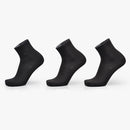3 Pairs of Bamboo Fiber Men Double Needle Dark Flower Small Square Section Business Tube Socks(Black)