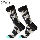 3 Pairs Cotton Various Cartoon Geometric Patterns Fashion Men Tube Socks(Pigeon)
