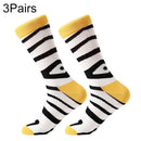 3 Pairs Cotton Various Cartoon Geometric Patterns Fashion Men Tube Socks(Zebra Stripes)
