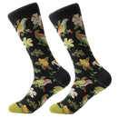 3 Pairs Cotton Various Cartoon Geometric Patterns Fashion Men Tube Socks(Birds and flowers)