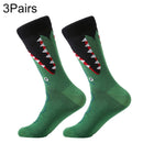 3 Pairs Cotton Various Cartoon Geometric Patterns Fashion Men Tube Socks(Crocodile)