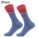 3 Pairs Cotton Various Cartoon Geometric Patterns Fashion Men Tube Socks(Shark Mouth)