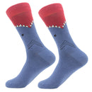 3 Pairs Cotton Various Cartoon Geometric Patterns Fashion Men Tube Socks(Shark Mouth)
