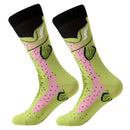 3 Pairs Cotton Various Cartoon Geometric Patterns Fashion Men Tube Socks(Salmon)