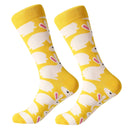 3 Pairs Cotton Various Cartoon Geometric Patterns Fashion Men Tube Socks(Rabbit)