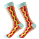 3 Pairs Cotton Various Cartoon Geometric Patterns Fashion Men Tube Socks(Hot Dog)