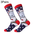 3 Pairs Cotton Various Cartoon Geometric Patterns Fashion Men Tube Socks(Machine)