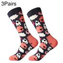 3 Pairs Cotton Various Cartoon Geometric Patterns Fashion Men Tube Socks(Sheep)