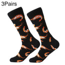3 Pairs Cotton Various Cartoon Geometric Patterns Fashion Men Tube Socks(Shrimp)