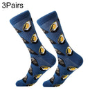 3 Pairs Cotton Various Cartoon Geometric Patterns Fashion Men Tube Socks(Abalone)