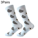 3 Pairs Cotton Various Cartoon Geometric Patterns Fashion Men Tube Socks(Clam)